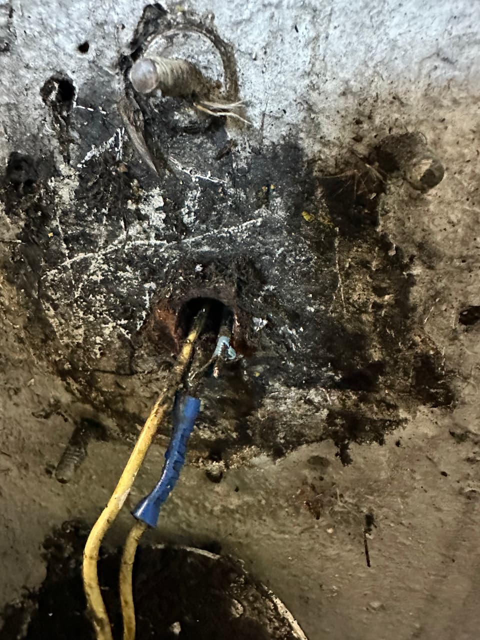 Damaged old electrical wiring condition