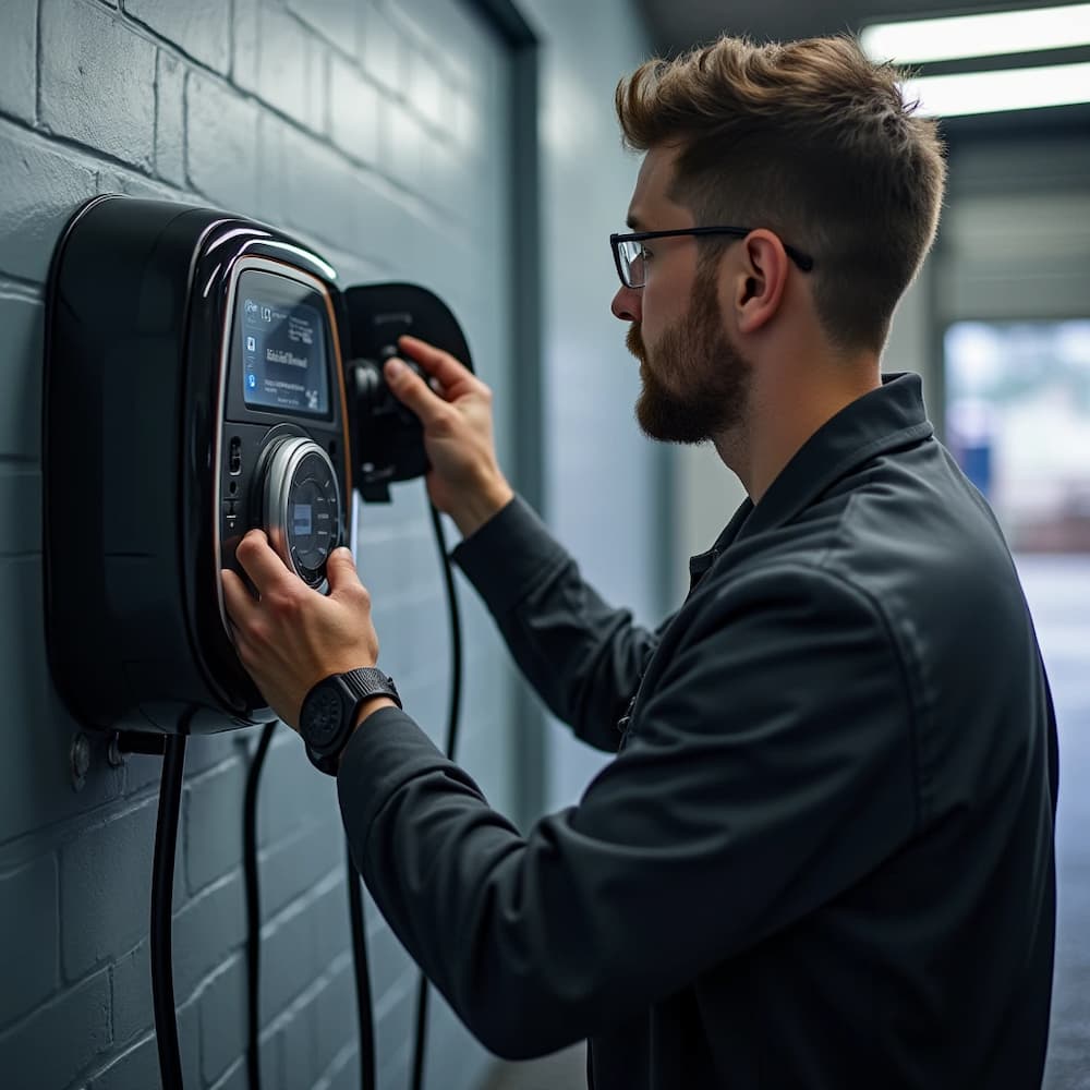 audi ev charger installation Electrician from MaxElectric team testing Audi EV charger