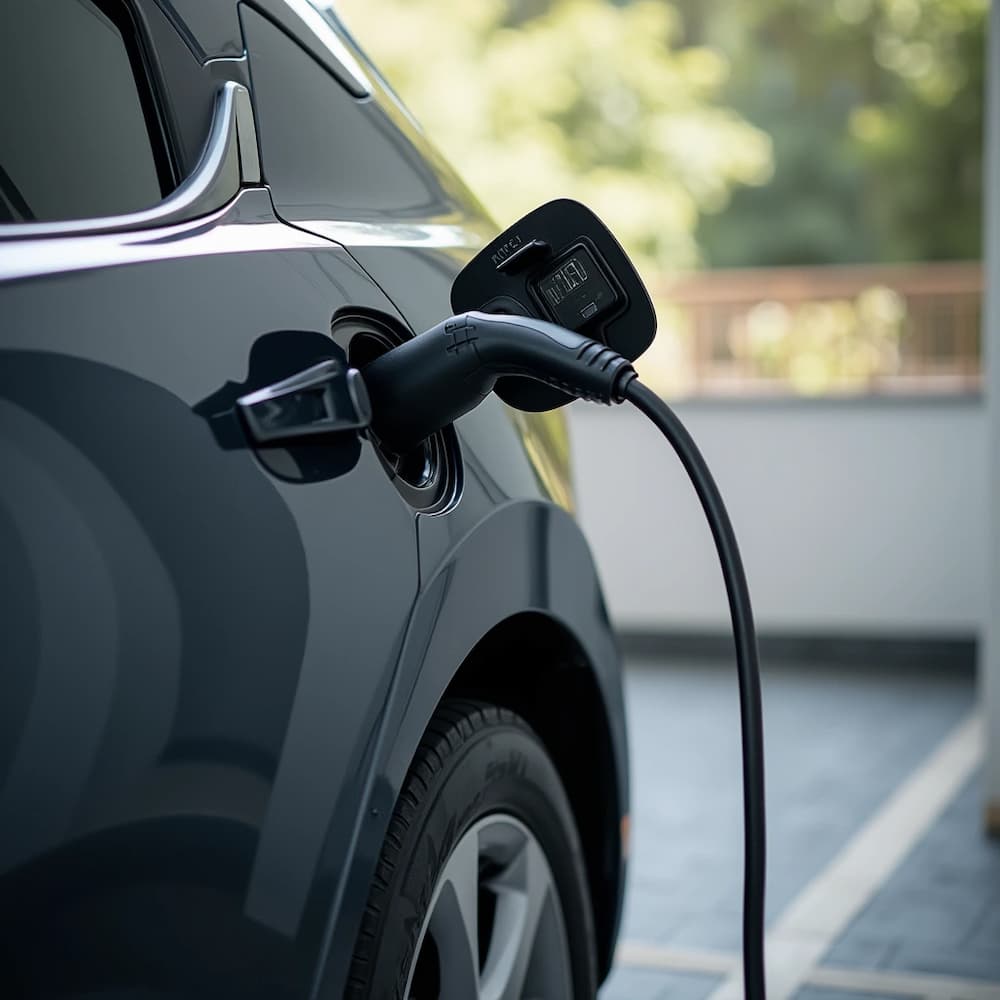 mazda EV charged plugged-in