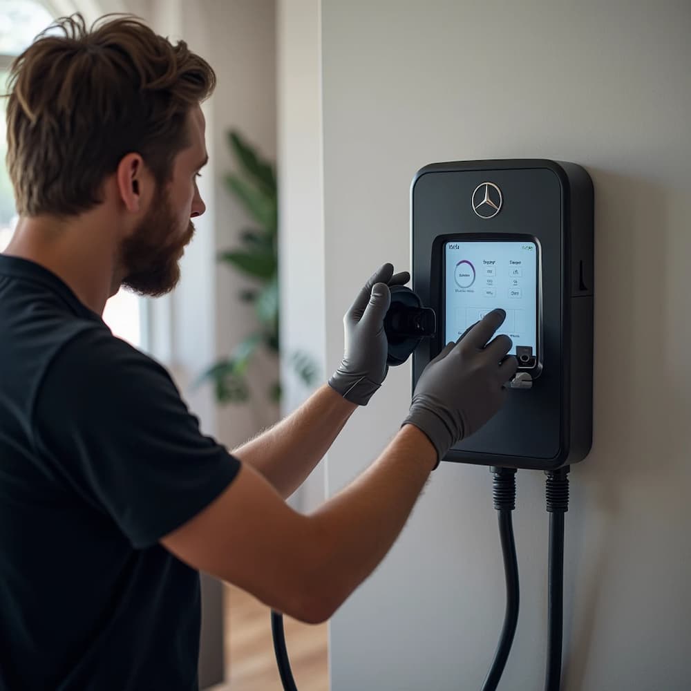 mercedes ev charger installation process MaxElectric electrician installing EV charger for Mercedes-Benz