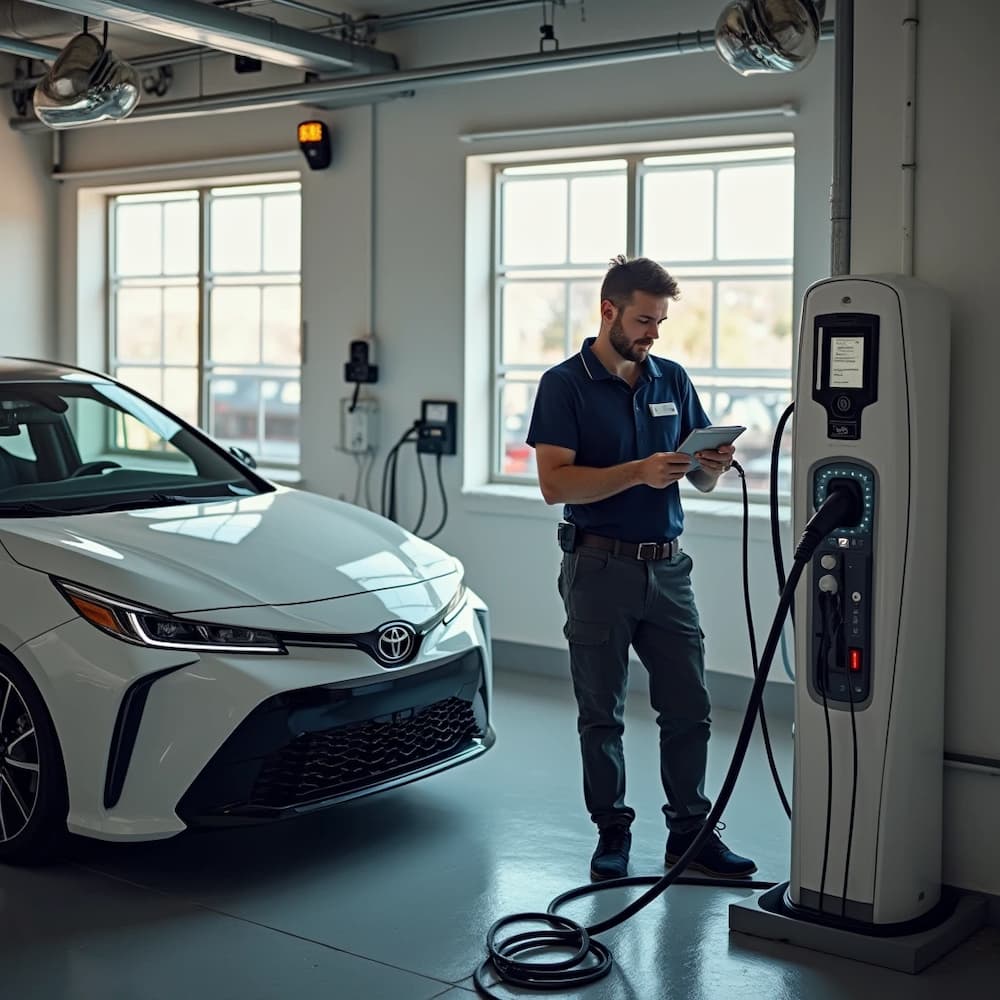 toyota EV charger installation MaxElectric electrician testing Toyota EV charger