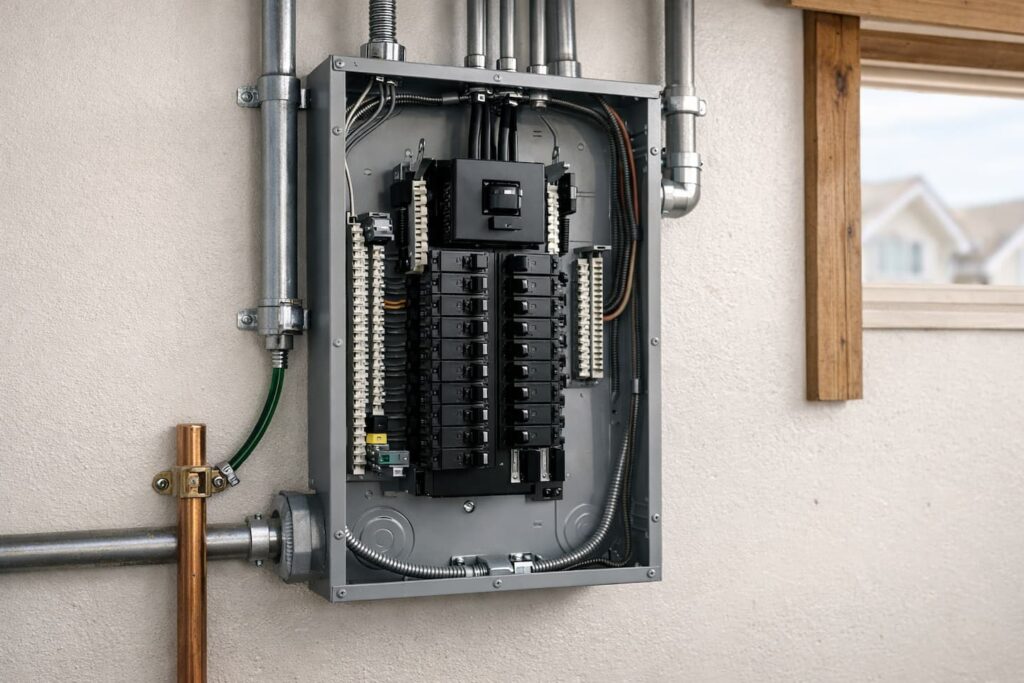 Electrical panel replacement in a San Francisco home with a modern 200-amp breaker panel