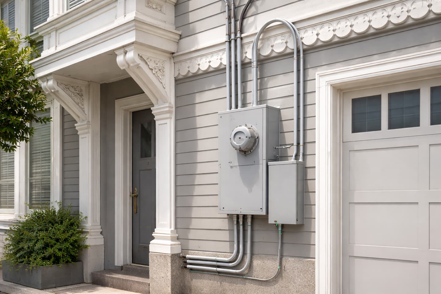 San Francisco home exterior with visible electrical service entry, illustrating local inspection context.