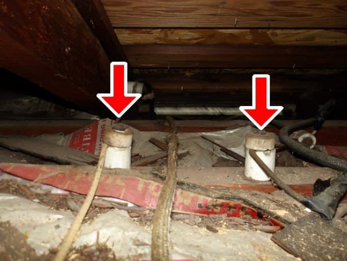 Ceramic knobs supporting old attic wiring