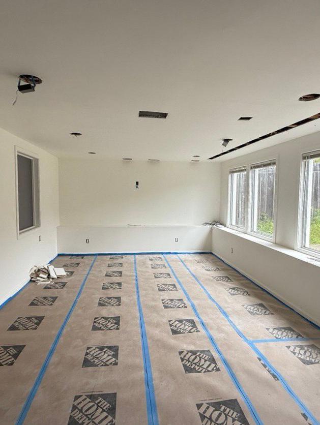 Large finished room during full knob-and-tube rewiring project