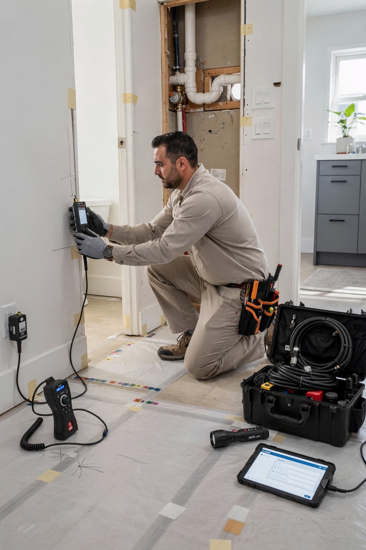 Pipe tracing and plumbing route inspection in a San Francisco property