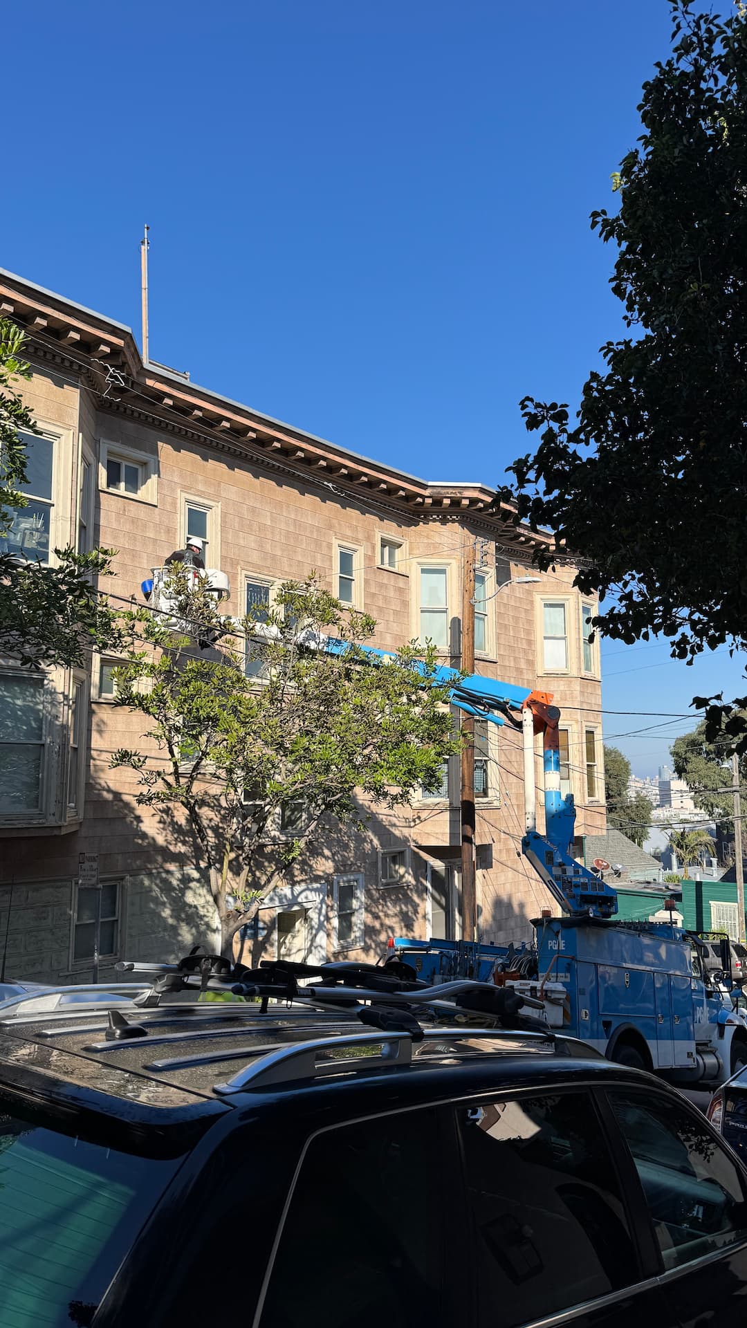 Bucket truck used for electrical modernization project