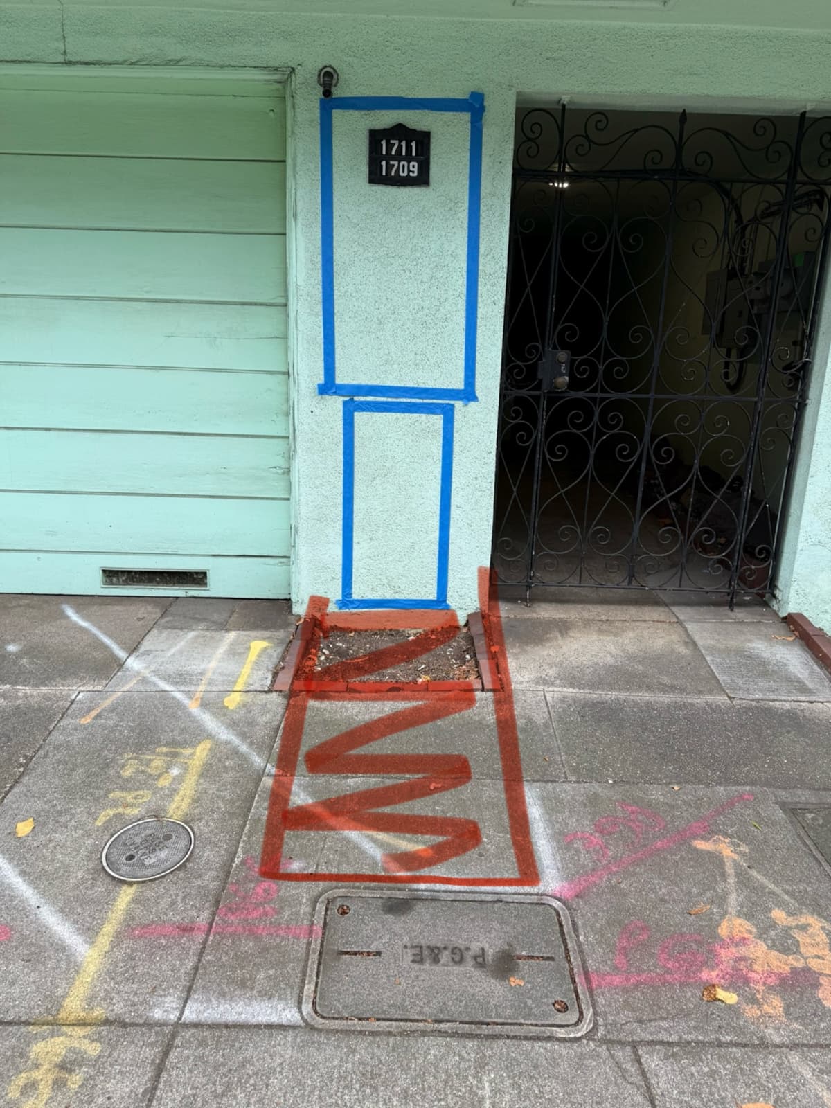 Sidewalk planning markings for duplex service upgrade
