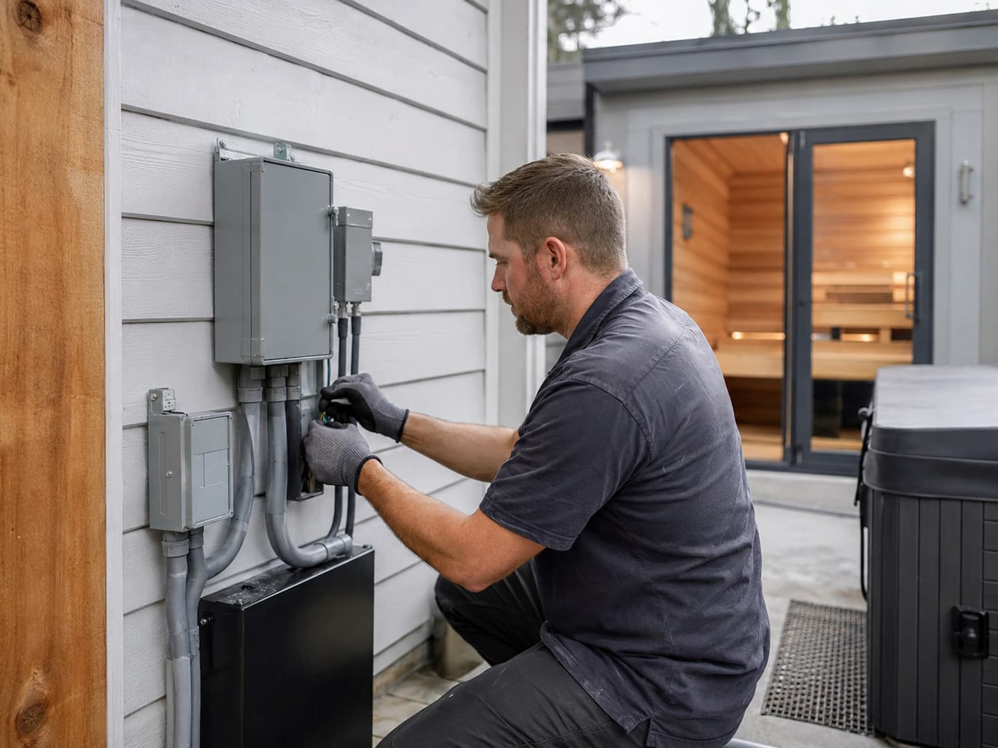 Hot tub and sauna dedicated circuit installation