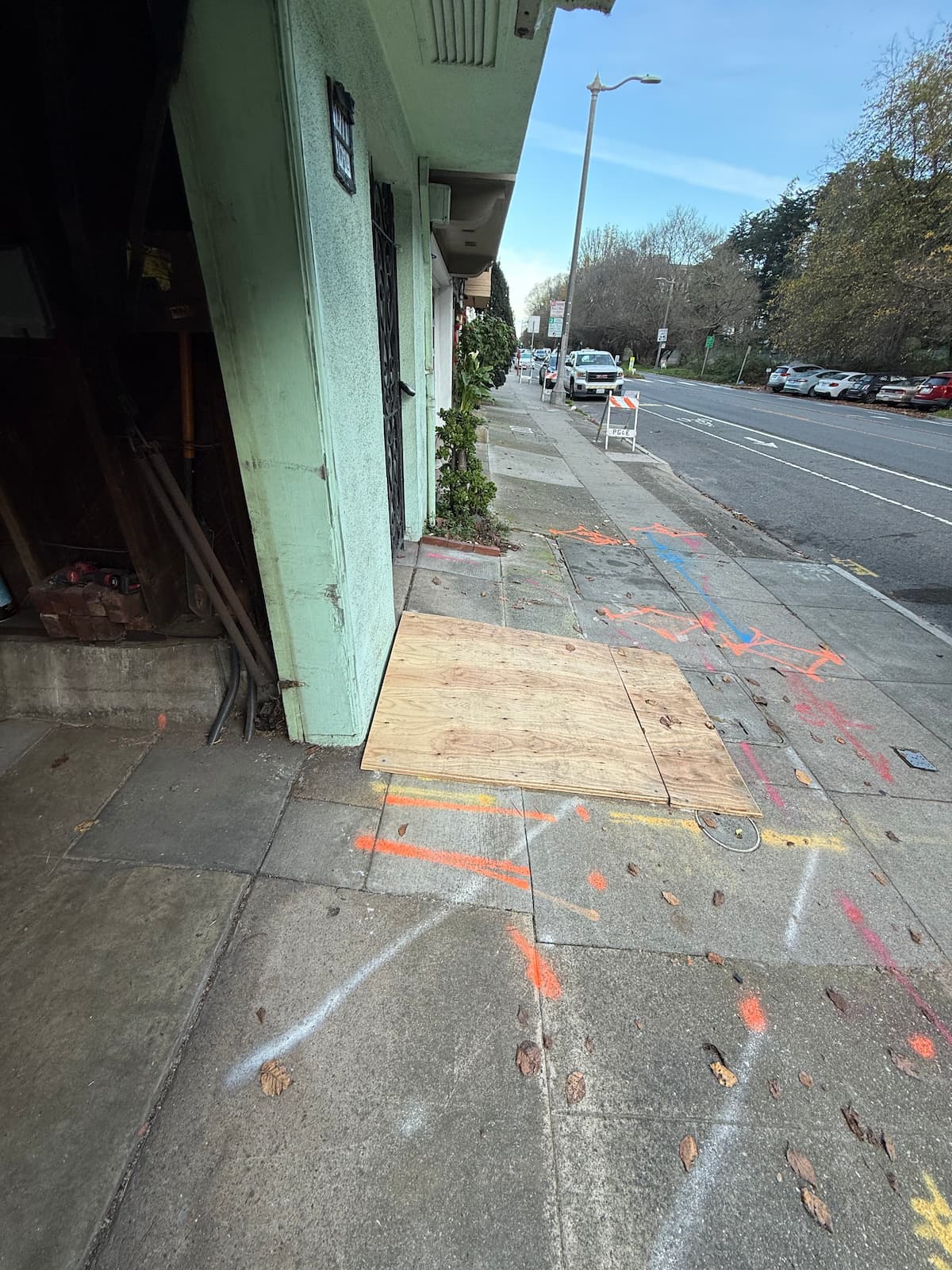 PG&E sidewalk markings for 11th Avenue service upgrade
