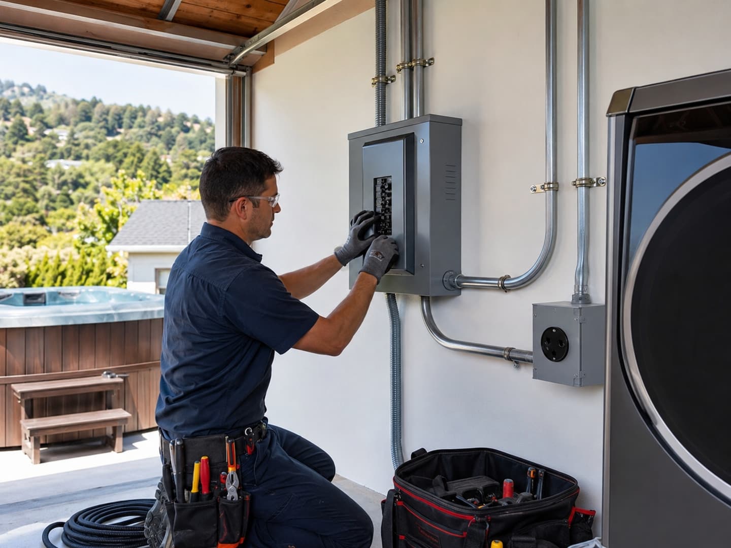 Dedicated appliance circuit installation in a San Rafael garage