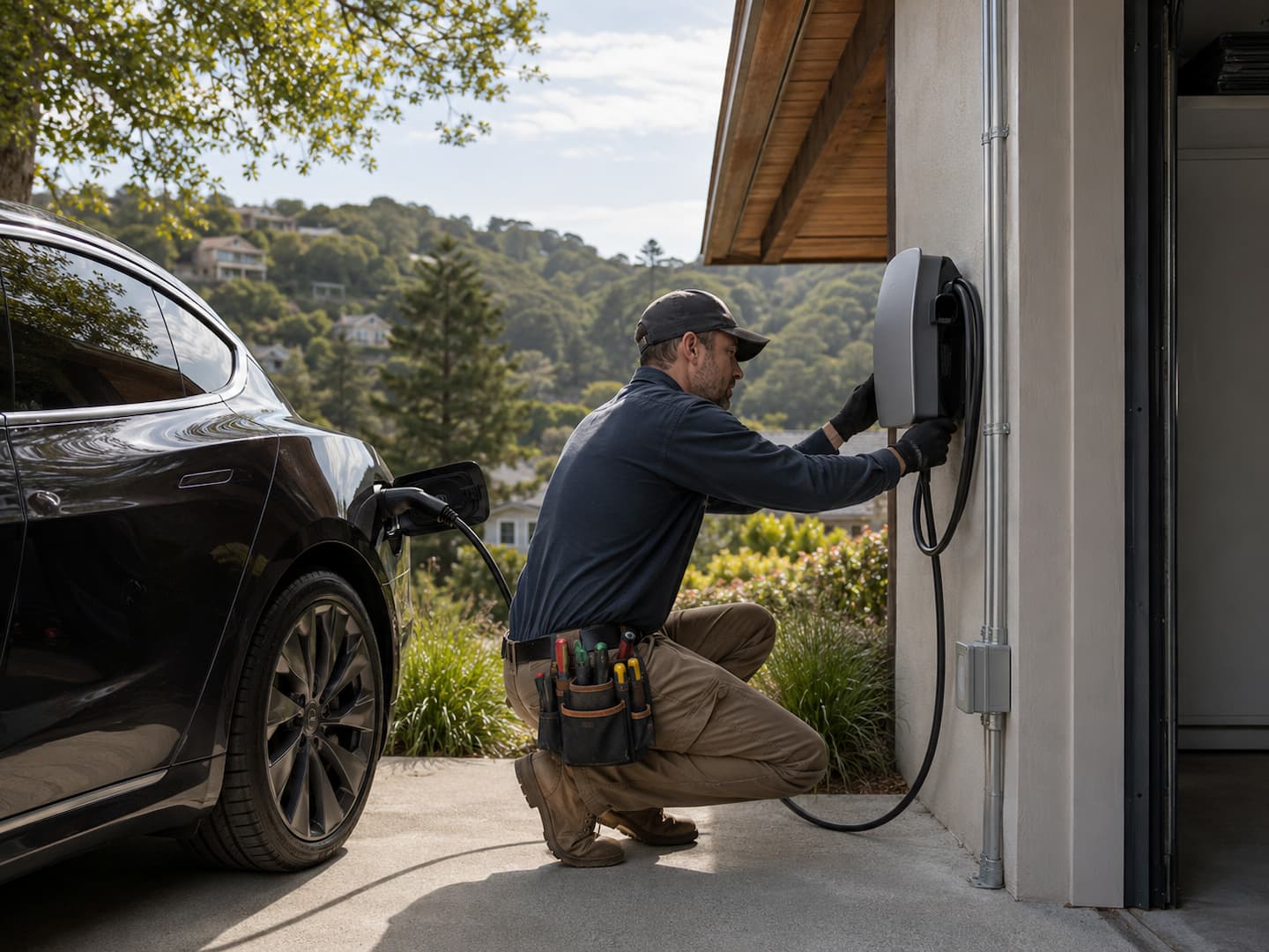 EV charger installation at a San Rafael home