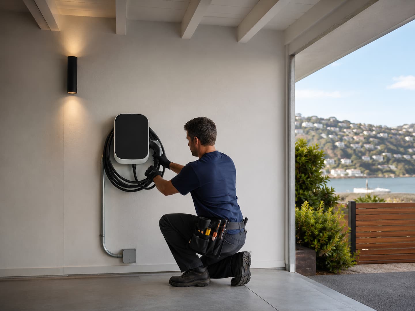 EV charger installation in a Sausalito garage or carport