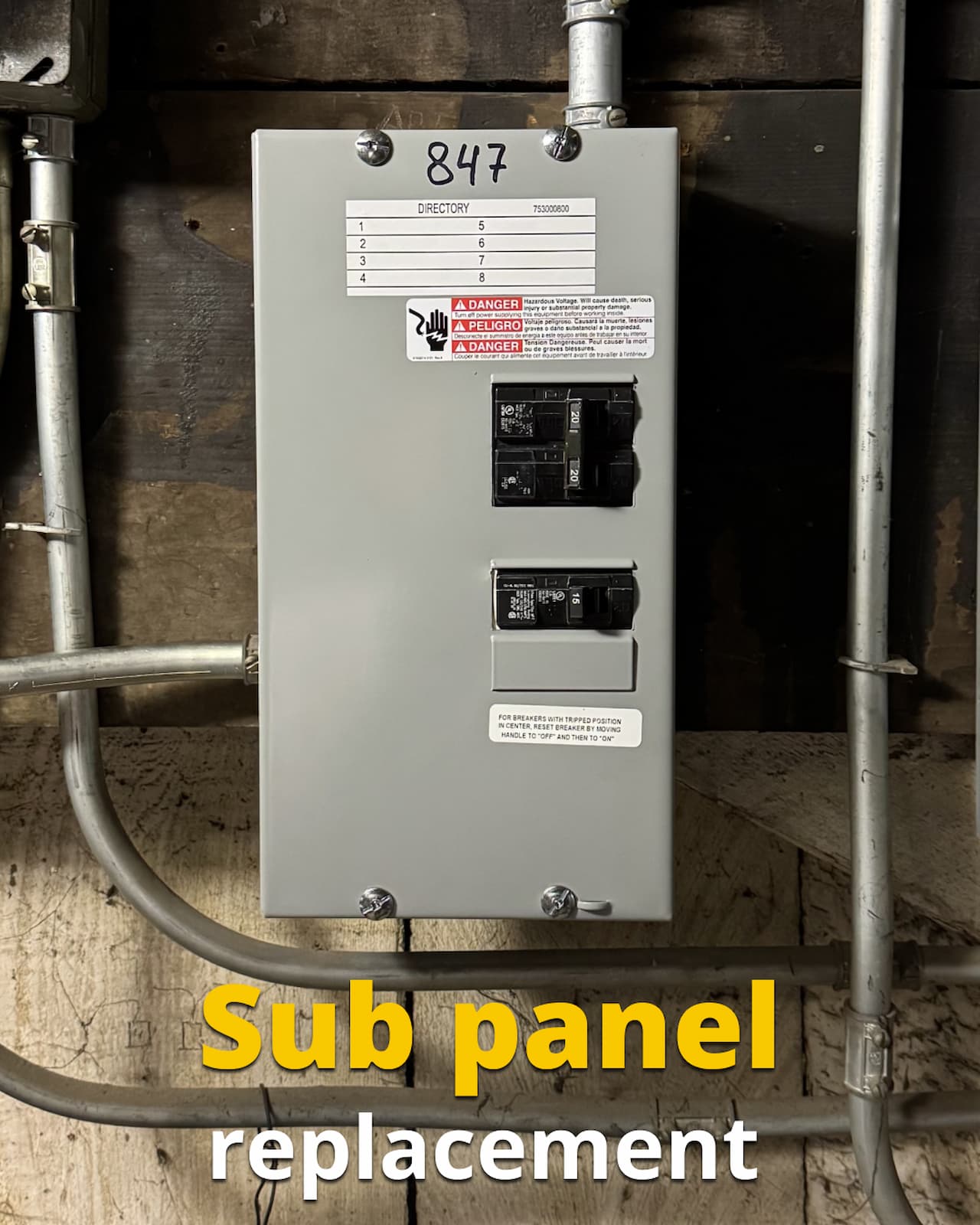 Sub panel replacement completed by Max Electric