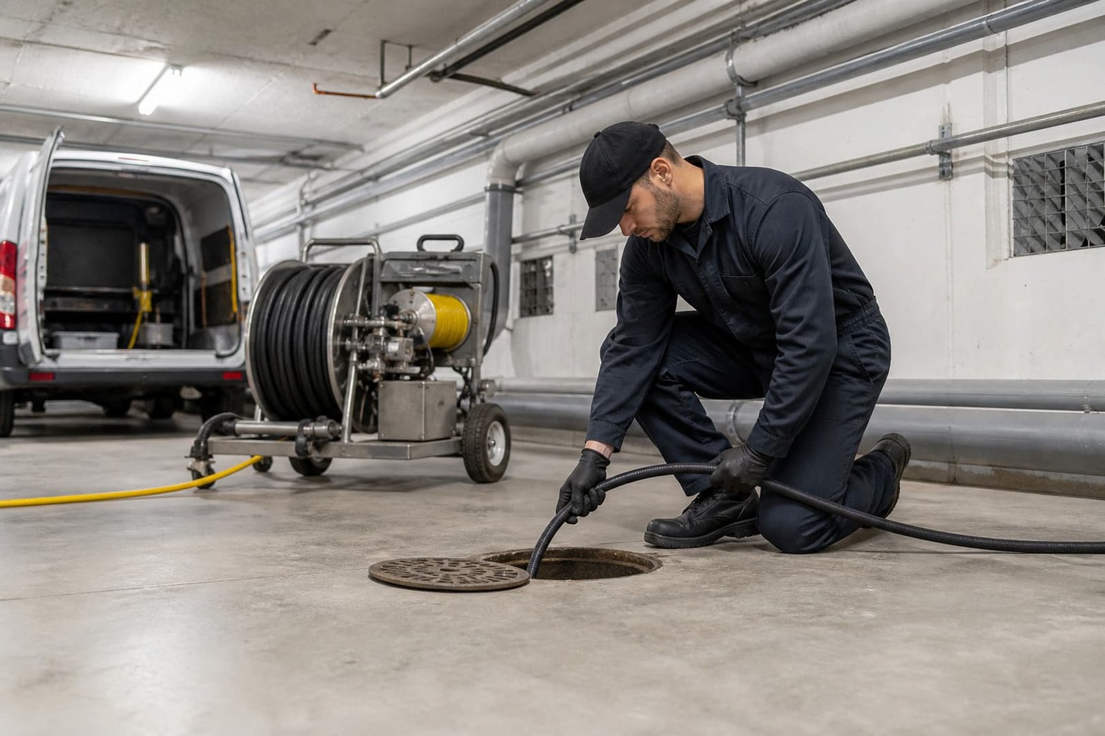 Professional hydro jetting services in san francisco work area and equipment