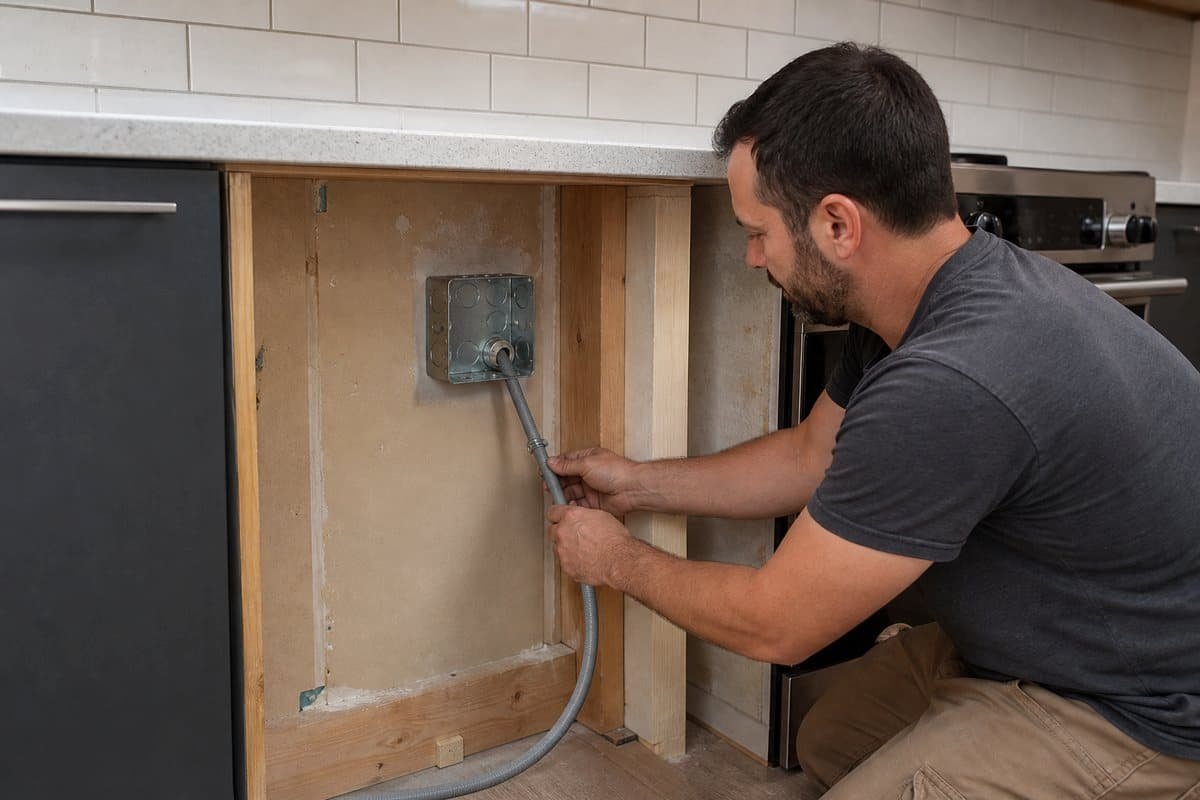 Dedicated electrical circuit installed for a kitchen appliance