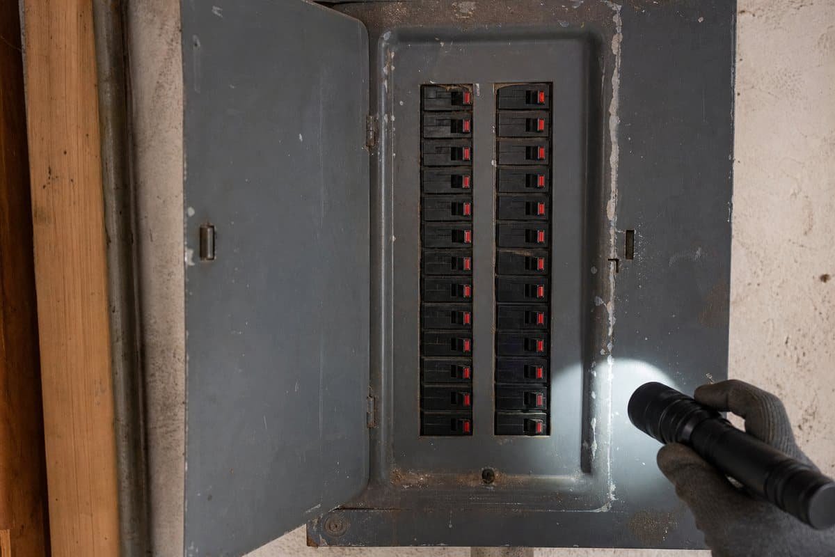 Federal Pacific electrical panel inspected before replacement