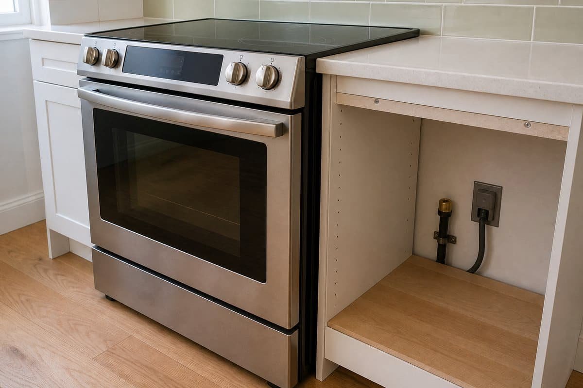 Electrical connection prepared for a gas-to-electric range conversion