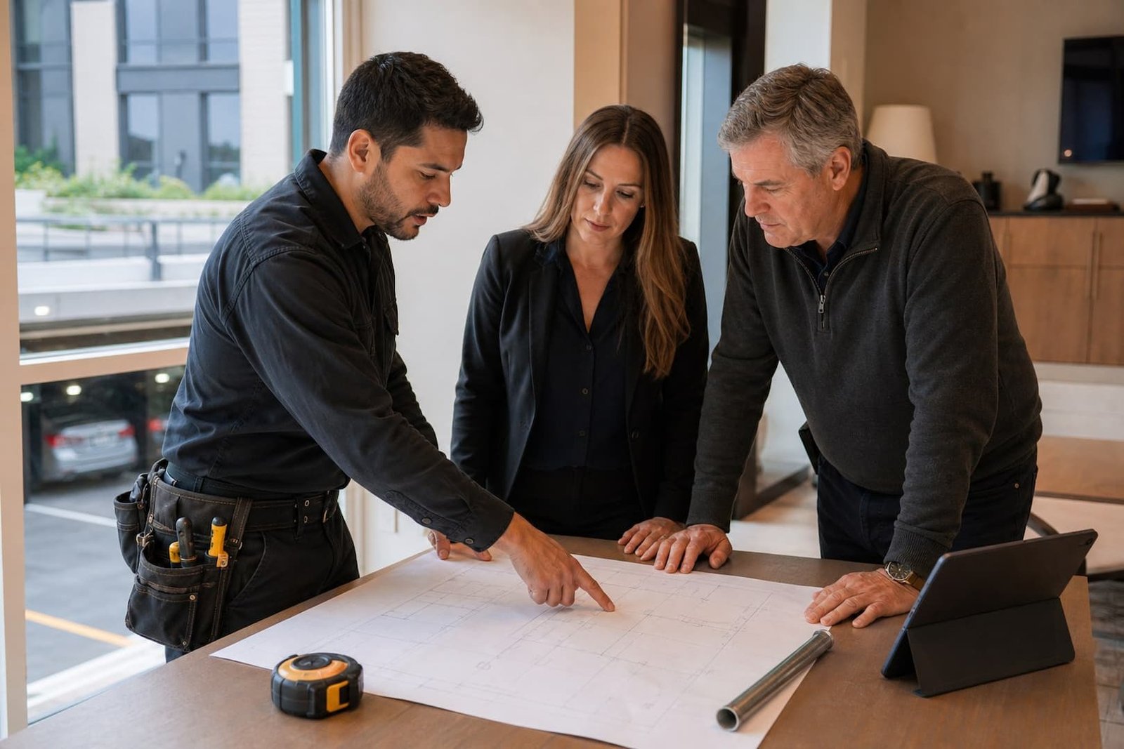 Electrician, property manager, and resident planning condo EV charging