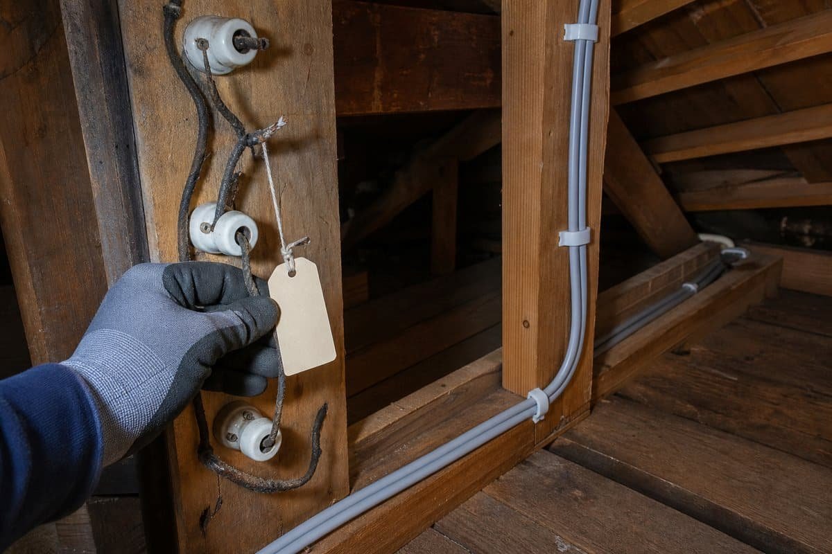 Old knob-and-tube wiring identified before replacement
