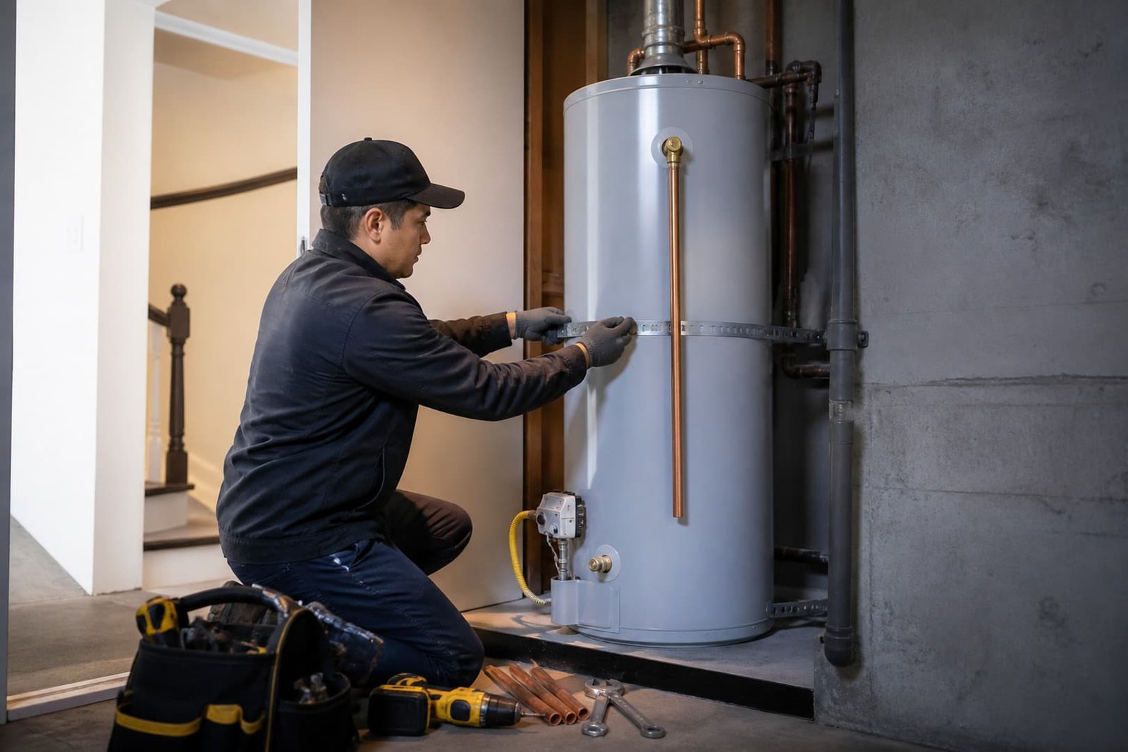 Professional water heater installation in san francisco work area and equipment