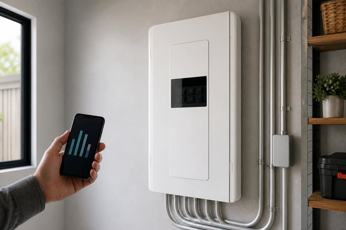 Modern smart electrical panel installed in a residential garage