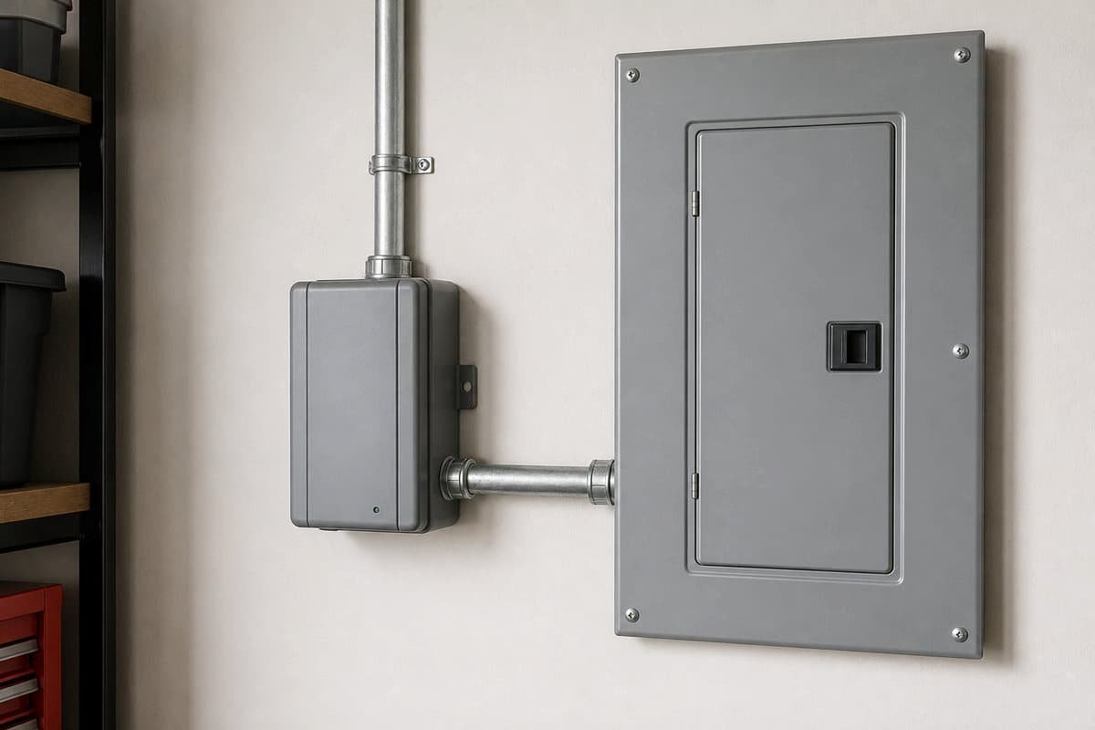 Whole-home surge protective device being installed at an electrical panel