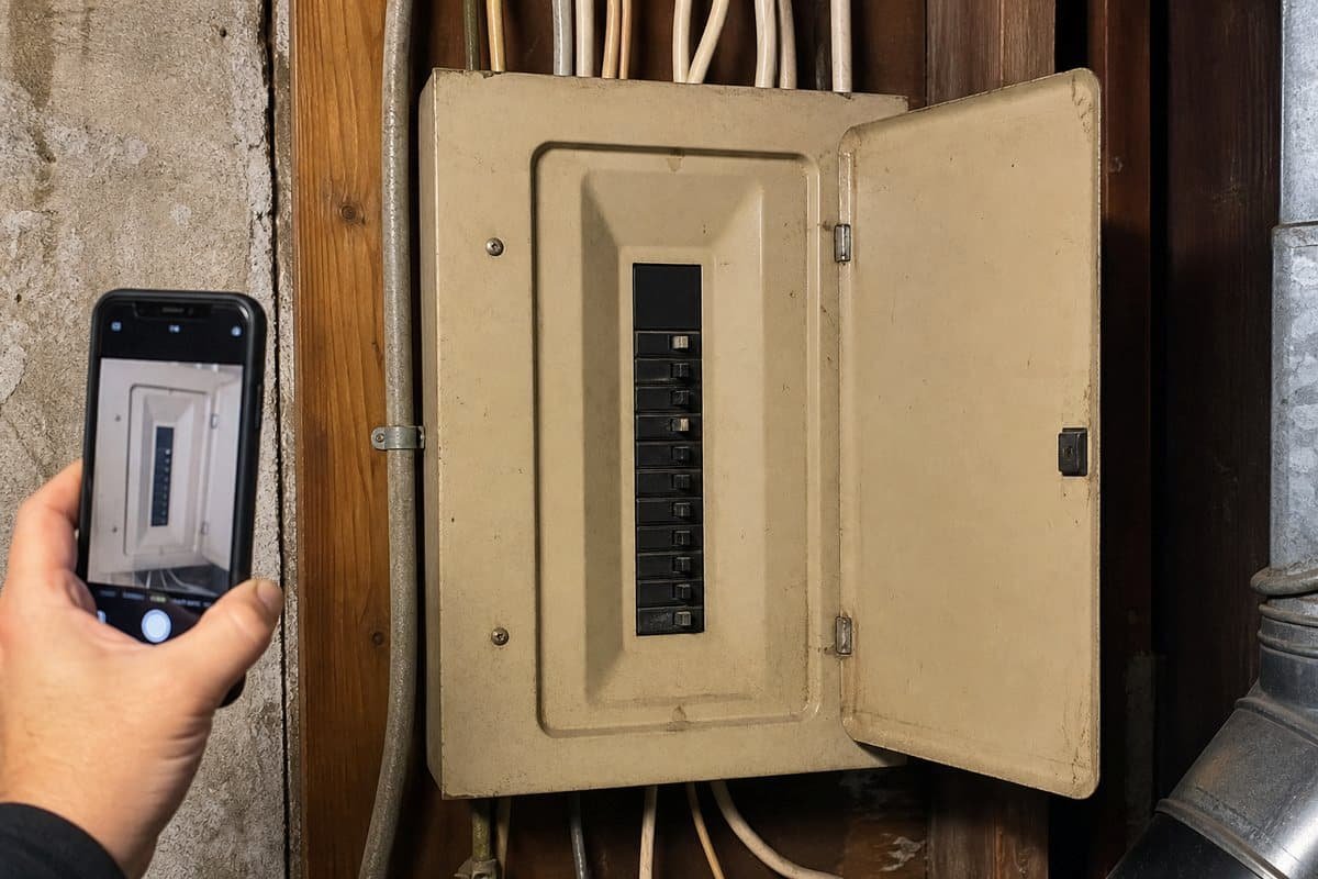 Older Zinsco electrical panel being evaluated for replacement