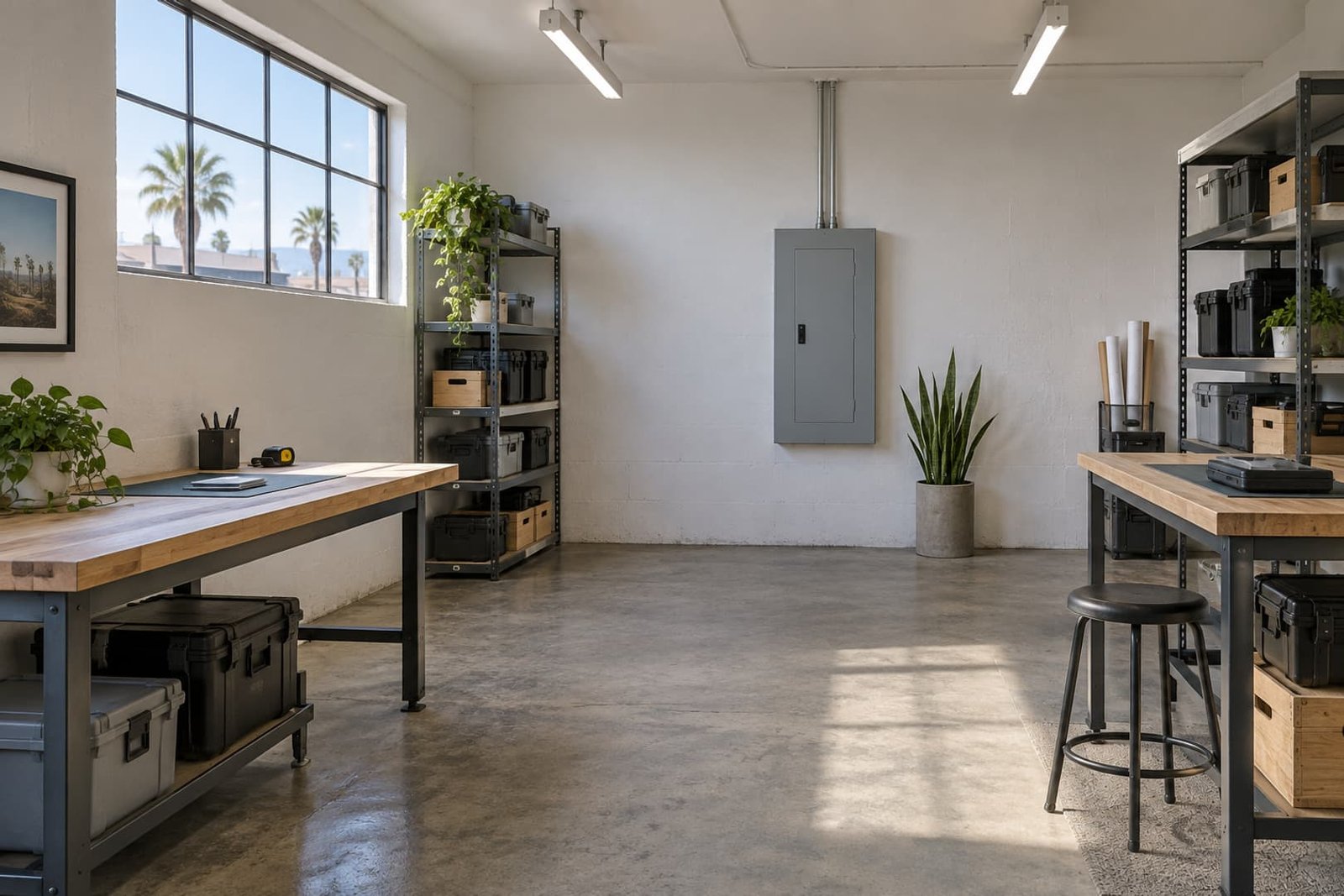 Small business workspace with completed lighting