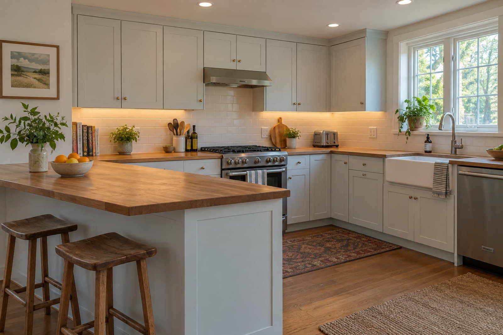 Kitchen with coordinated task lighting and electrical outlets