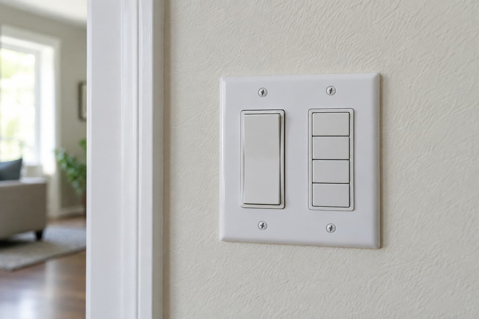 Wall-mounted lighting controls in a finished room