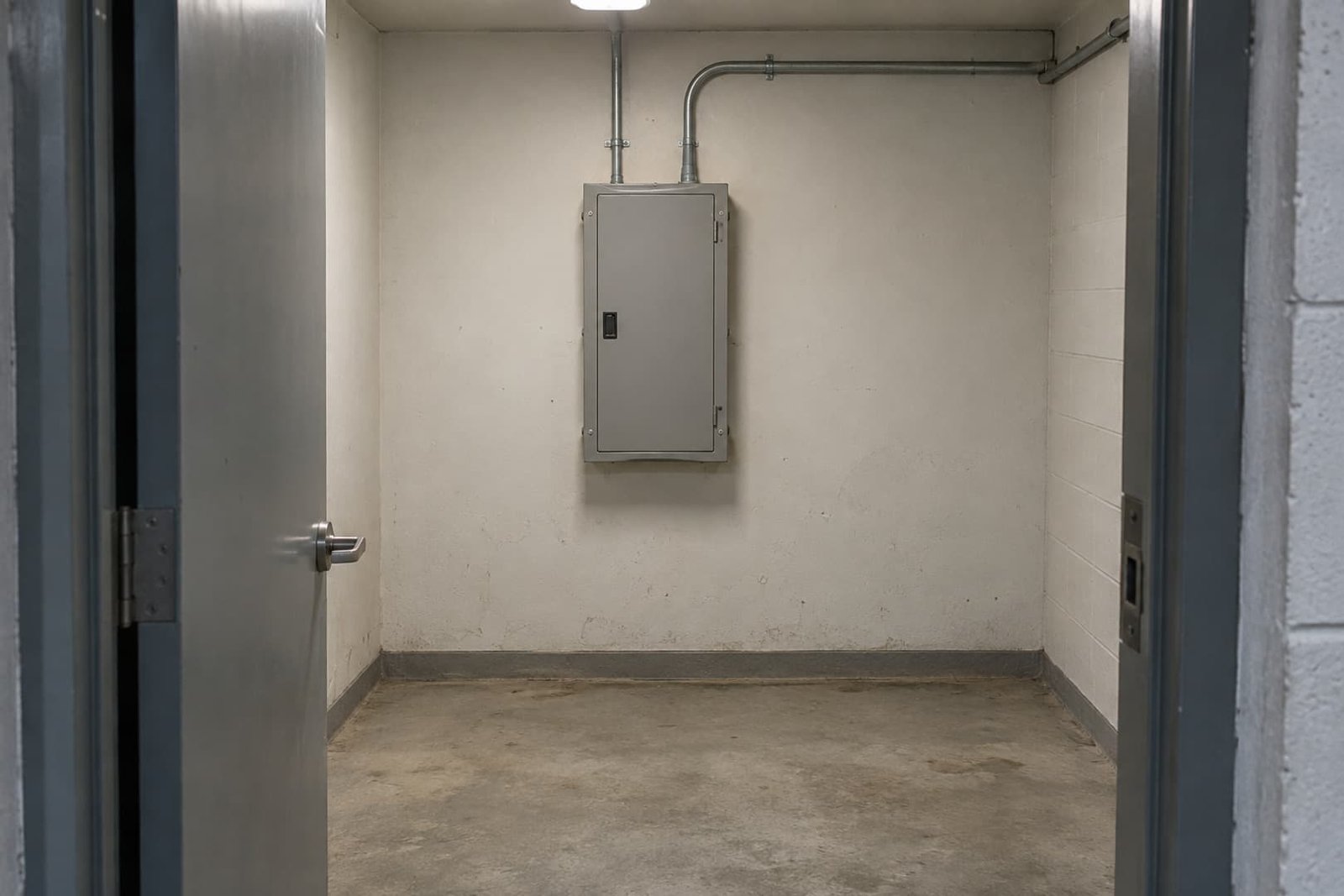 Accessible closed electrical equipment in a utility area