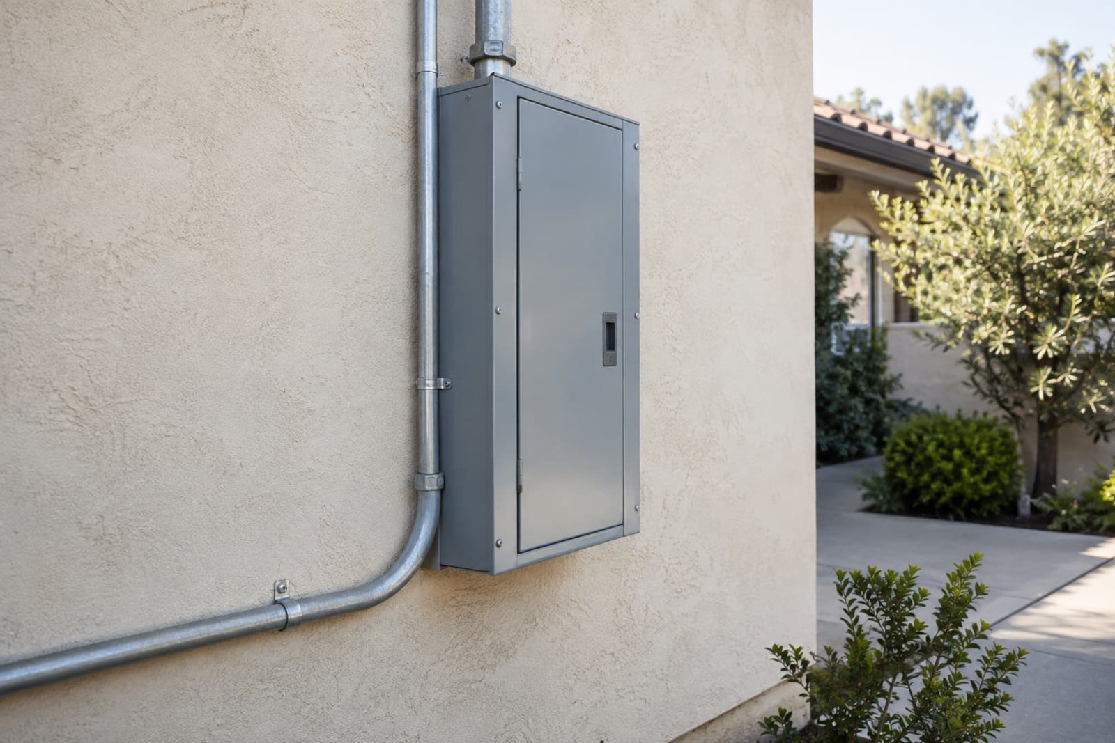 Closed electrical panel with clear working space