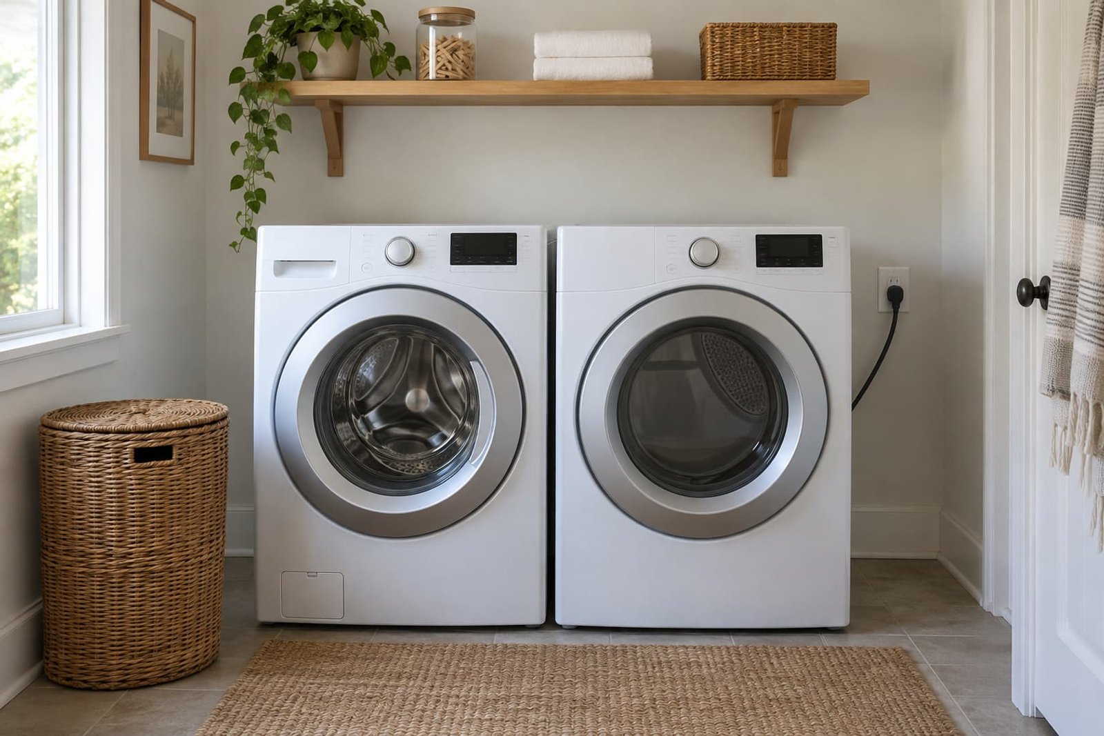 Laundry equipment with an accessible electrical connection