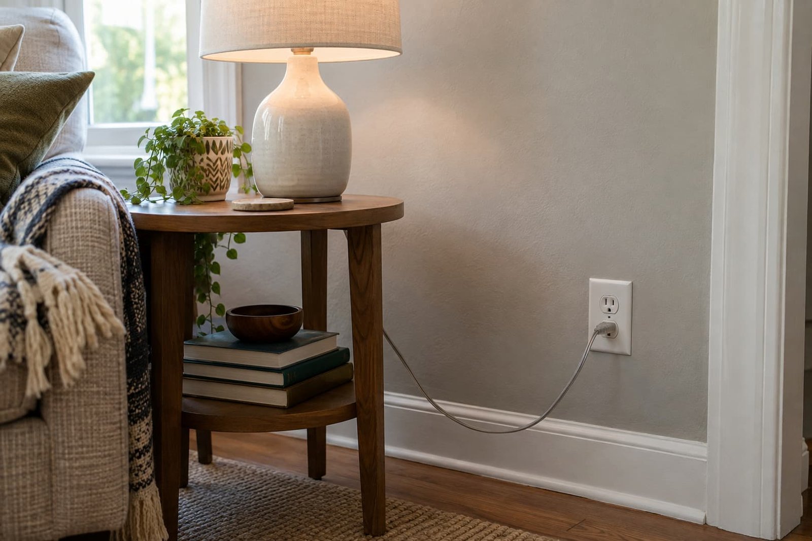 Wall outlet and lighting in a residential room