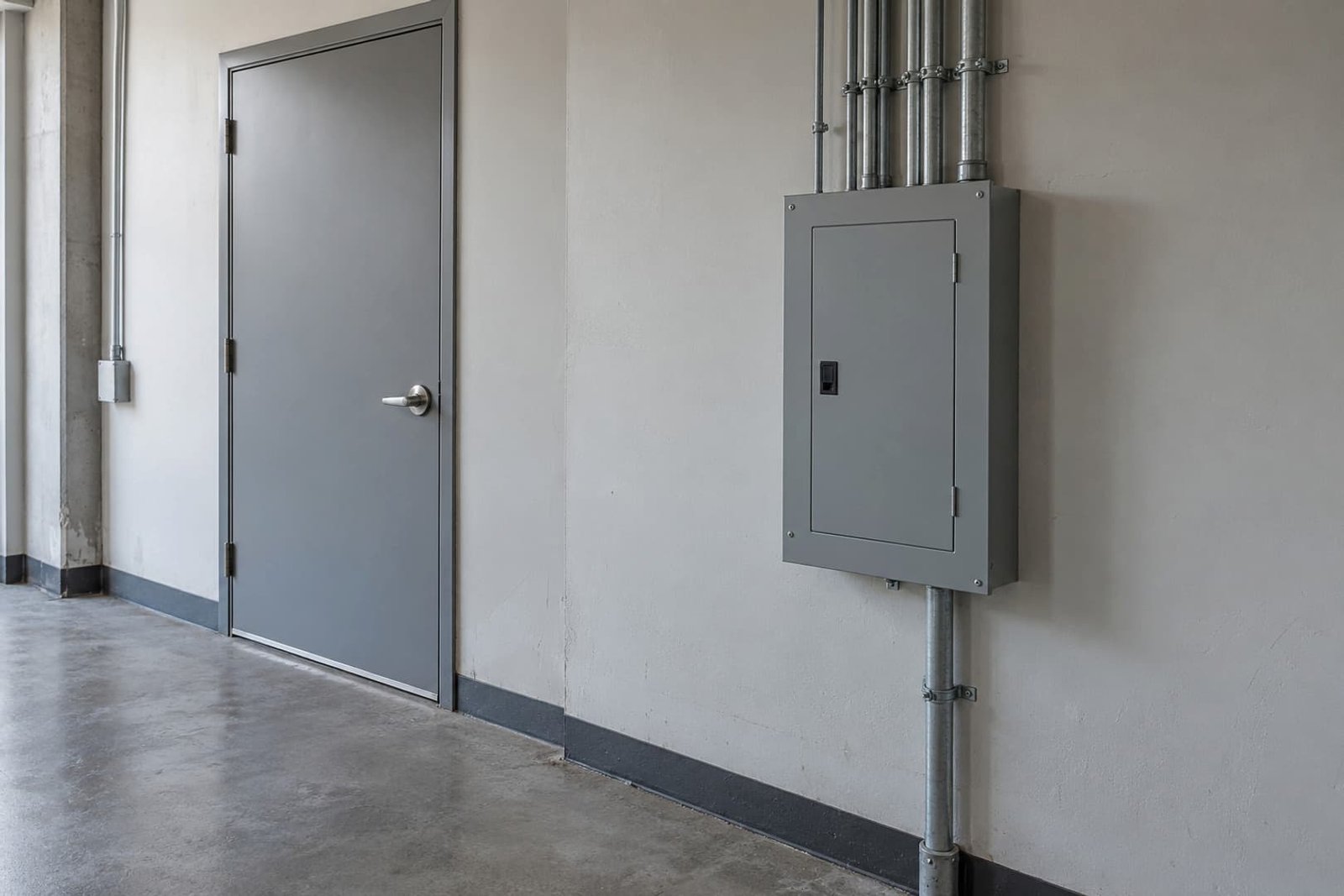 Closed electrical equipment in an accessible service corridor