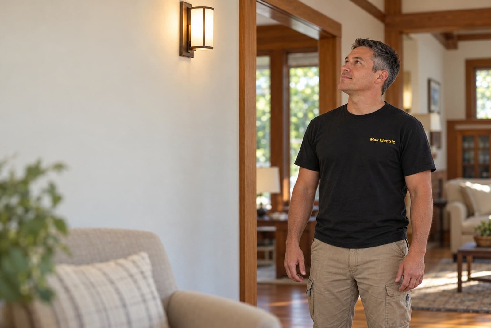 Max Electric professional reviewing a home's electrical needs
